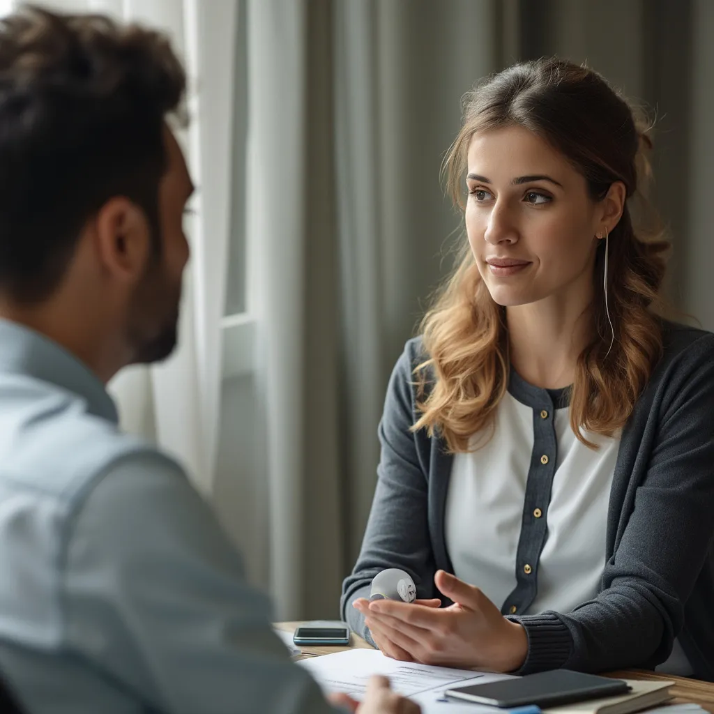 Consultor en reunión uno a uno con cliente